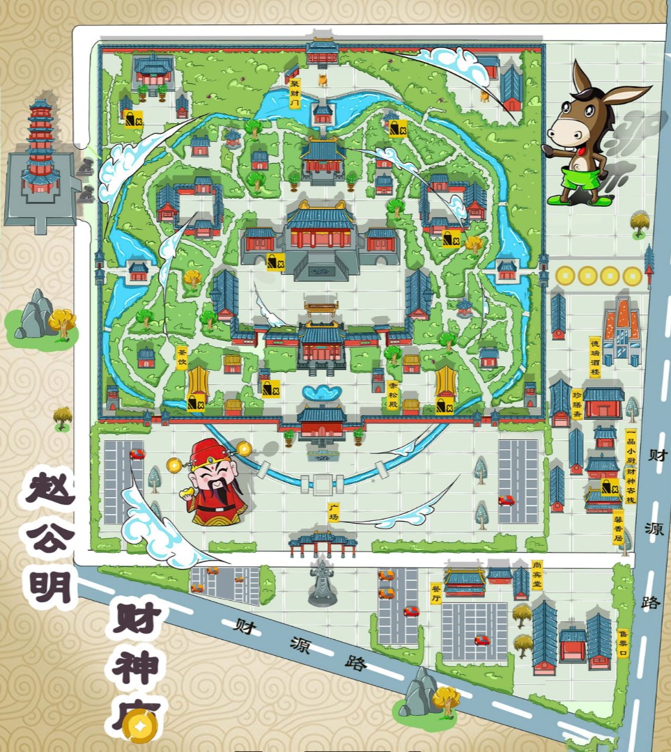 鸡西寺庙类手绘地图